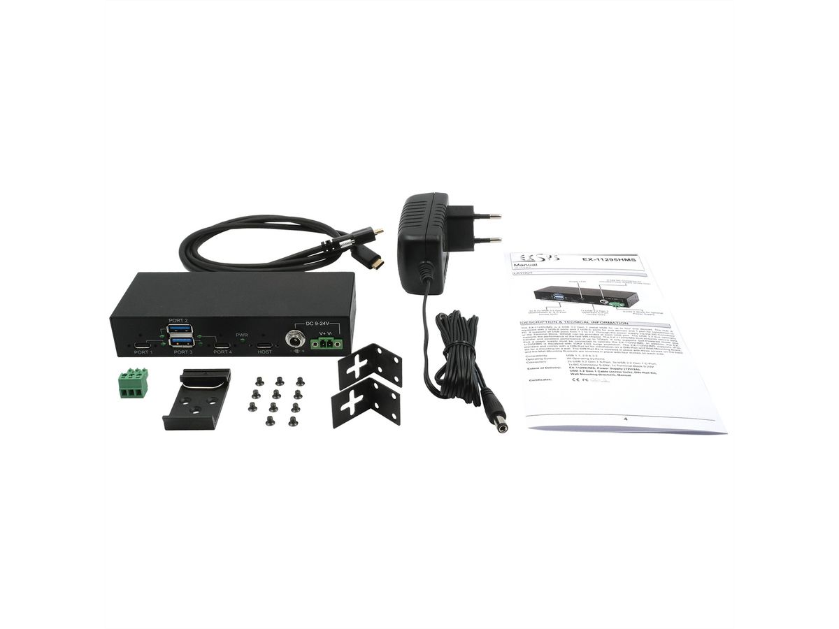 EXSYS EX-11295HMS 4 Port USB 3.2 Gen 2 HUB 2x C und 2x A-Ports
