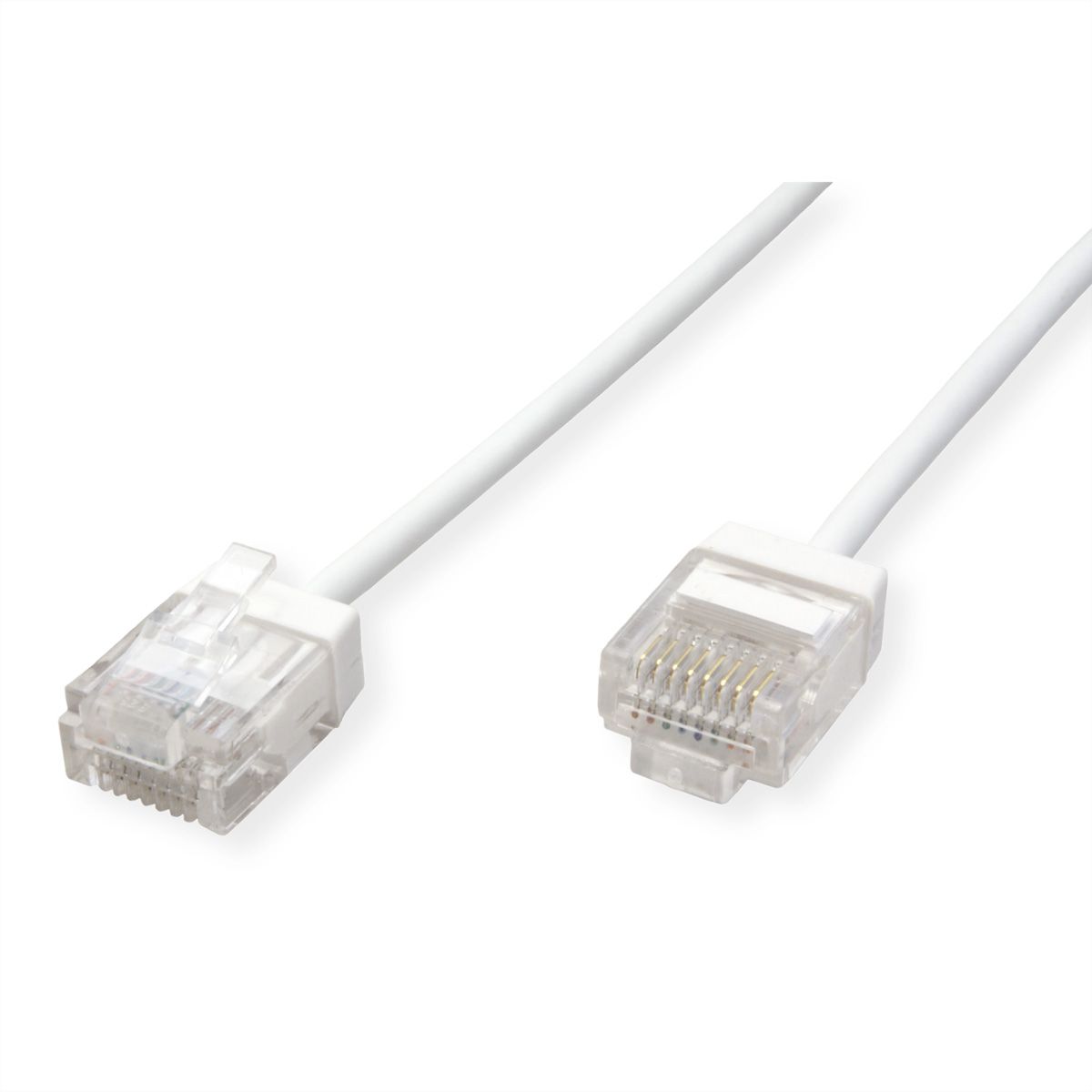 ROLINE UTP DataCenter Patchkabel Cat.6A (Class EA), LSOH, slim, extra kurzer Stecker, weiß, 5 m