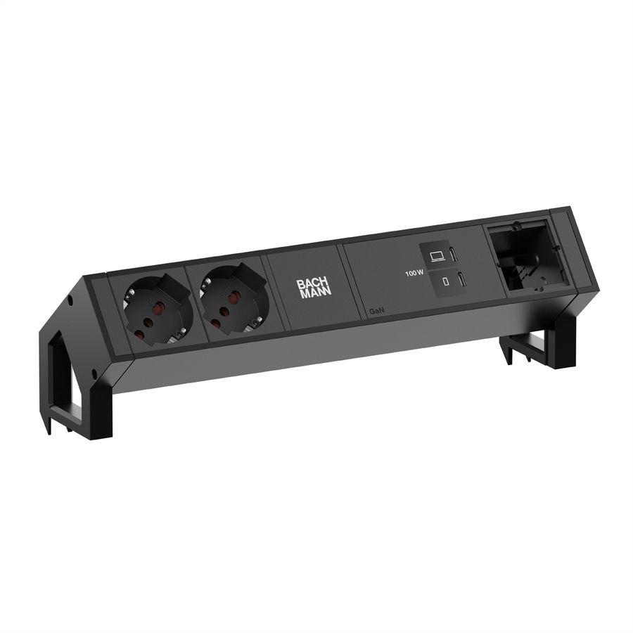 BACHMANN DESK2 2xP40 1xUSB C/C 100W, 1xCM L=0,2m RAL9005