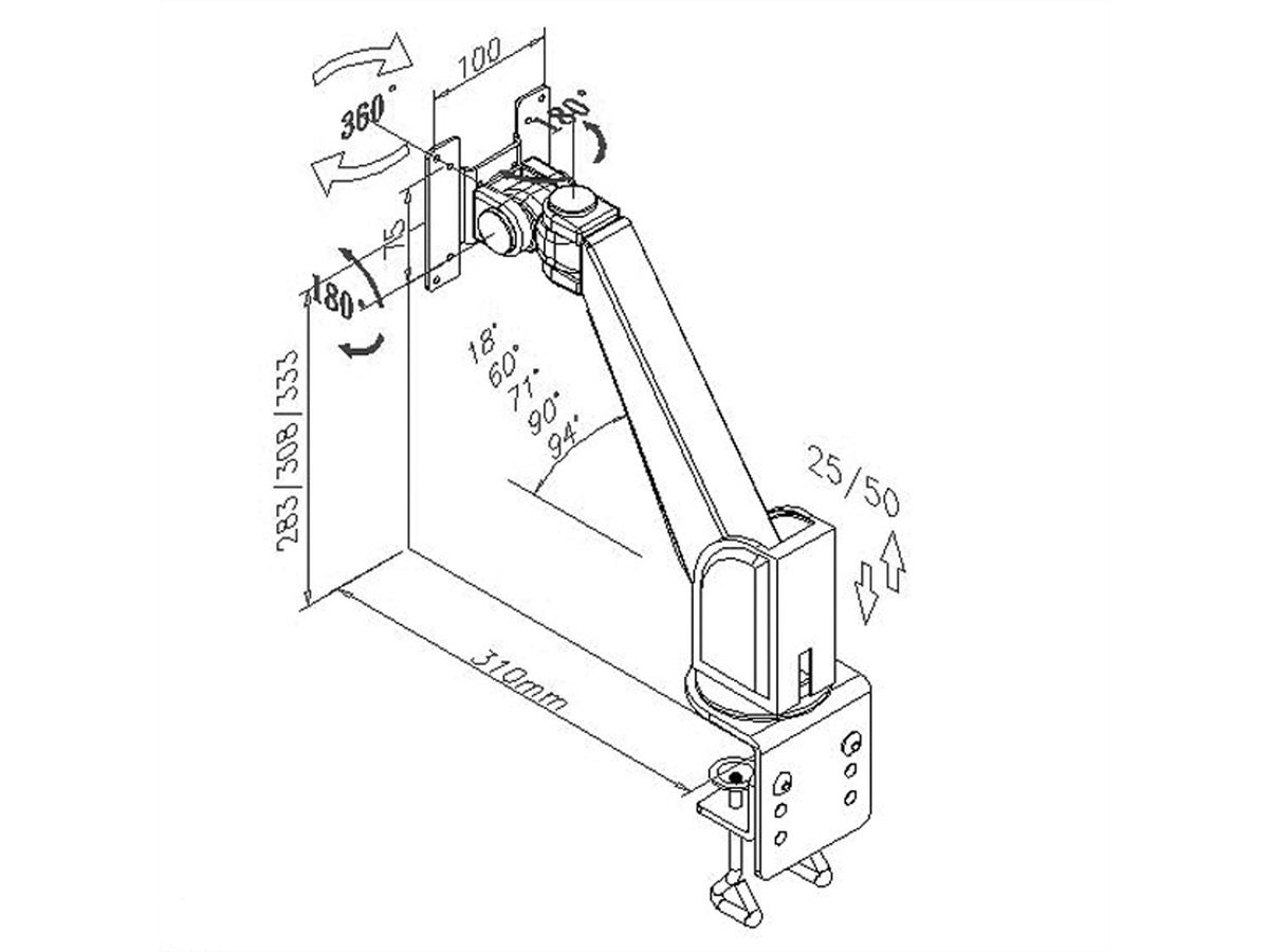 VALUE LCD-Monitorarm, Wand-/Tischmontage, bis 10 kg