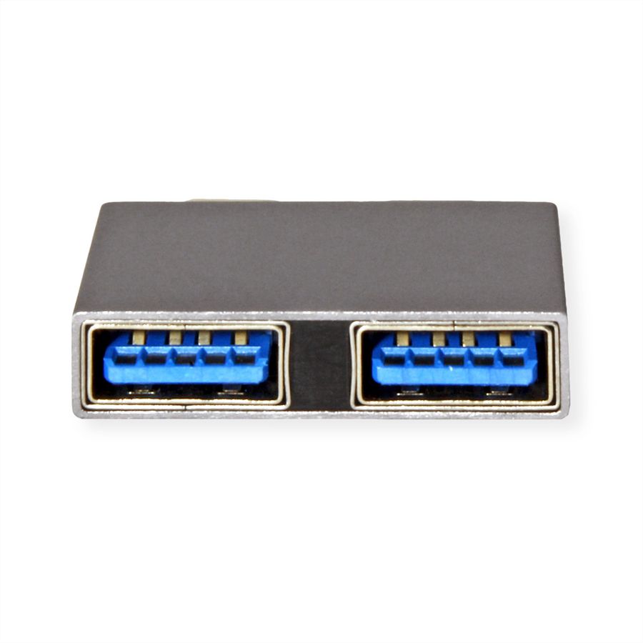 ROLINE USB 3.2 Gen 2 Adapter, 2x USB Typ C - 2x Typ A, ST/BU, silberfarben