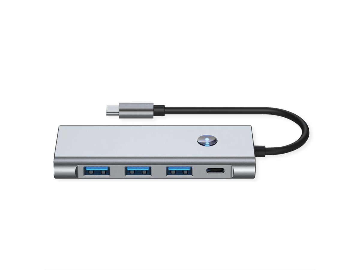 VALUE USB Typ C Docking Station, HDMI 4K60, 3x USB A + Typ C PD, 1x SD/MicroSD (TF)