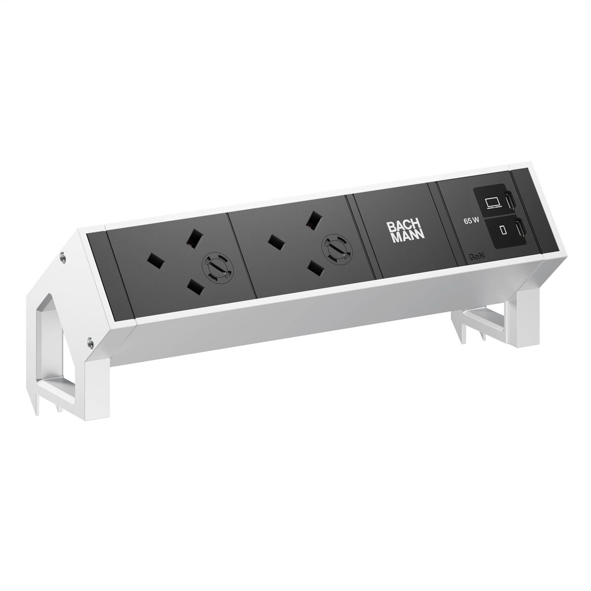 BACHMANN DESK2 2xUK 1xUSB C/C 65W, L=0,2m INOX