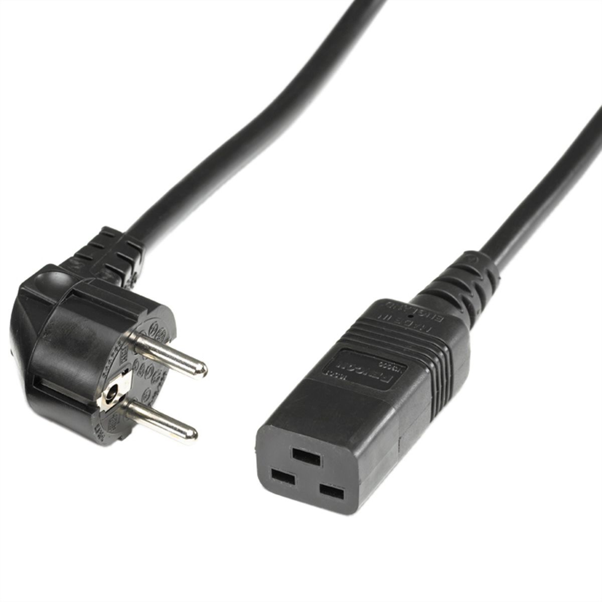 BACHMANN Netzkabel Schutzkontakt - IEC320-C19 16A/250V, schwarz, 0,5 m