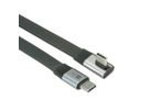 ROLINE USB4 2.0 Flachkabel, C–C, ST/ST einseitig 90°-gewinkelt, 8K UHD-2, 80Gbit/s, 240W, schwarz, 0,8 m