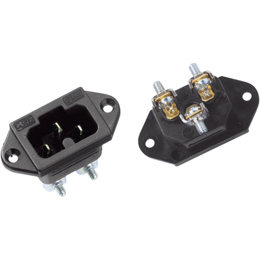 BACHMANN Heissgeräteinbaustecker IEC320 C15A, C16A mit Schraubanschlüssen, schwarz