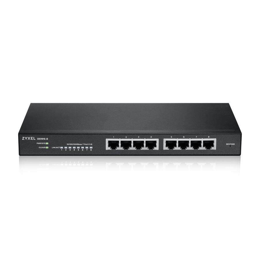 Zyxel GS1915-8 Managed L2 Gigabit Ethernet (10/100/1000) Schwarz
