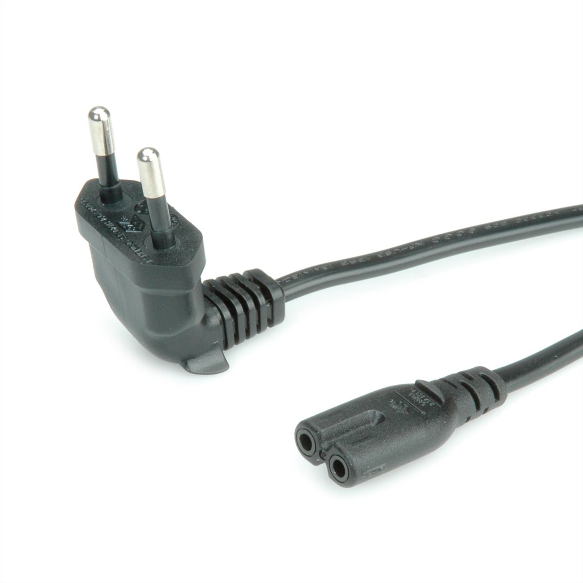 ROLINE Netzkabel Euro-Stecker (abgewinkelt) auf C7, 2pol., schwarz, 1,8 m
