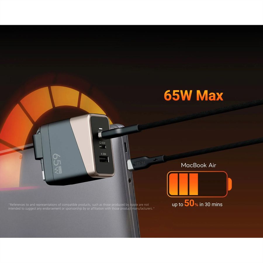 ATEN UP365 65W 3P GaN Charger, GaN, 65W