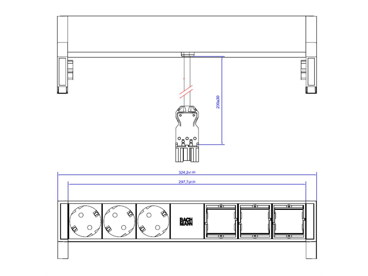 BACHMANN DESK2 3x Schutzkontakt 3x ABD, weiß