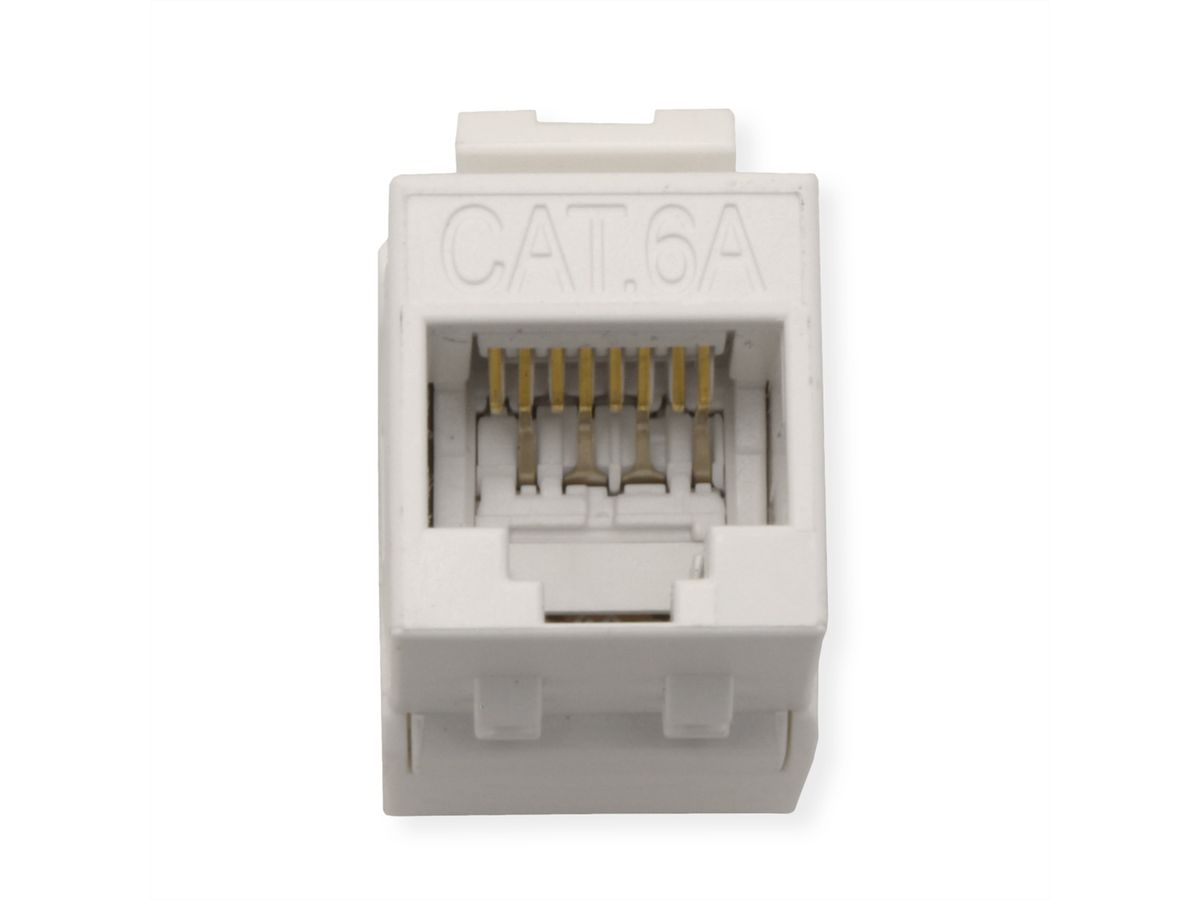 ROLINE Kat.6A (Class EA) Keystone, ungeschirmt, werkzeuglos, SLIM, extra kurz, weiß