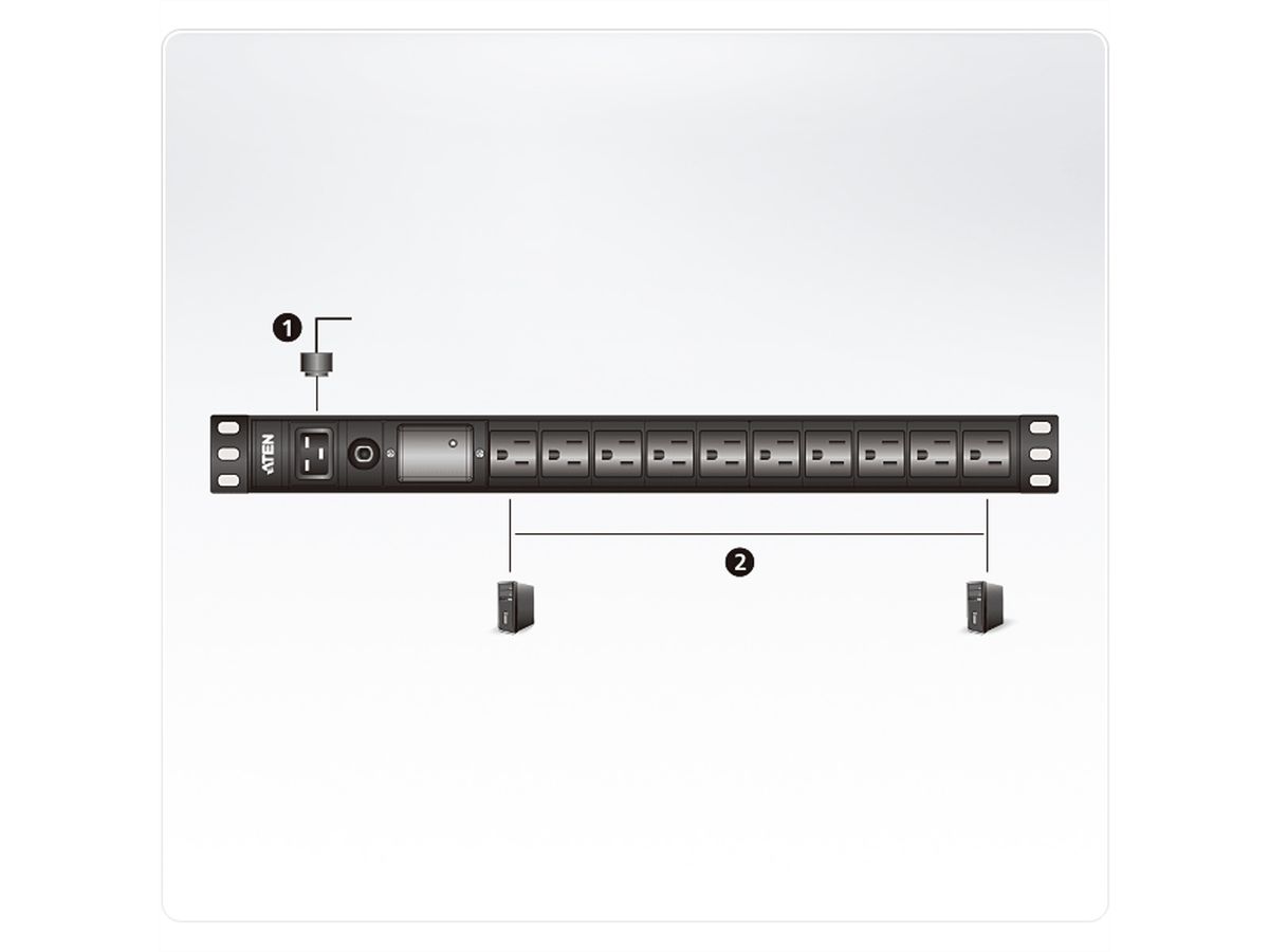 ATEN PE0209SG 1U 9 Port Basic PDU 8x C13 1x C19 16A