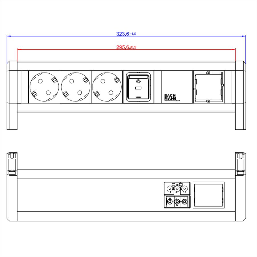 BACHMANN DESK 1x Schalter 3x Schutzkontakt 1x ABD GST18
