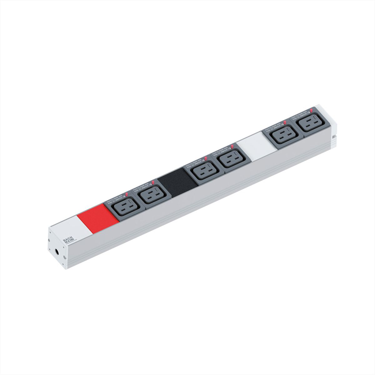 BACHMANN IT PDU ALU 1HE 6x C19 Stecker 3x16A CEE rot