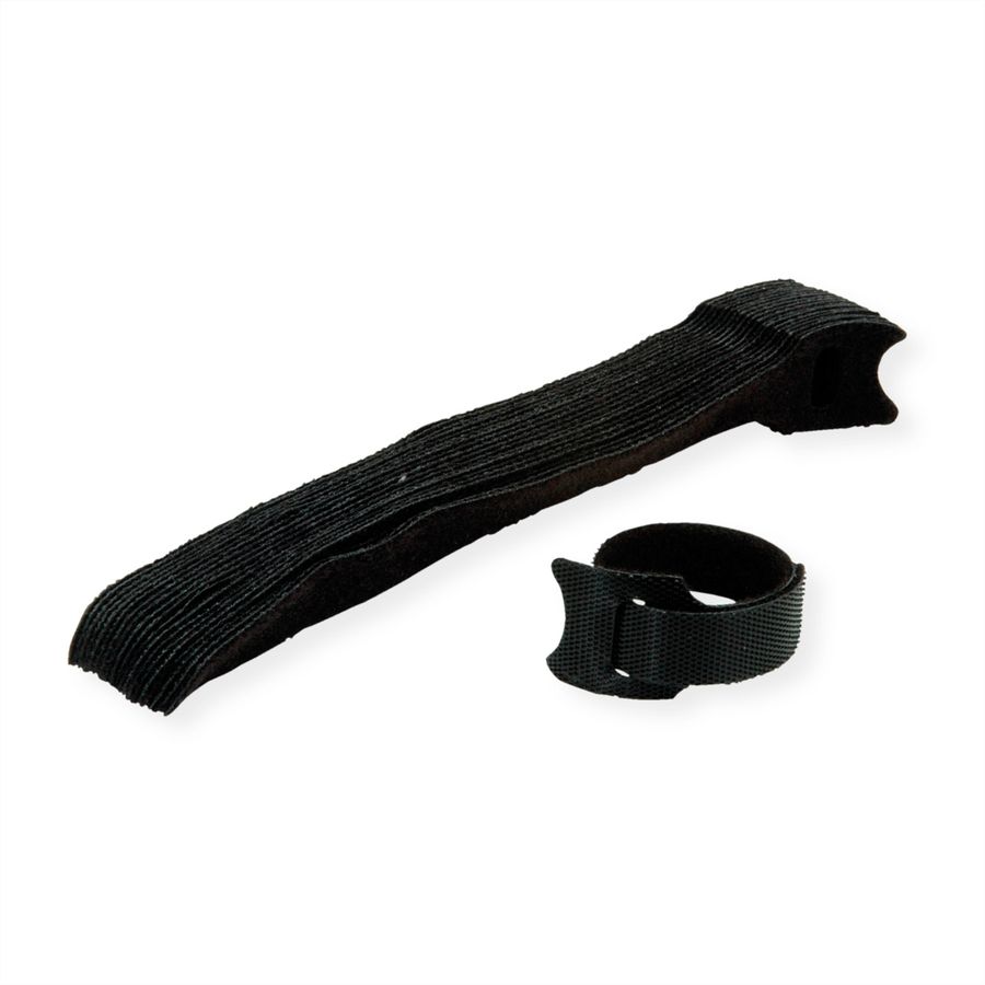 VALUE Klettbänder mit Lasche, 20Stk., schwarz, 15 cm