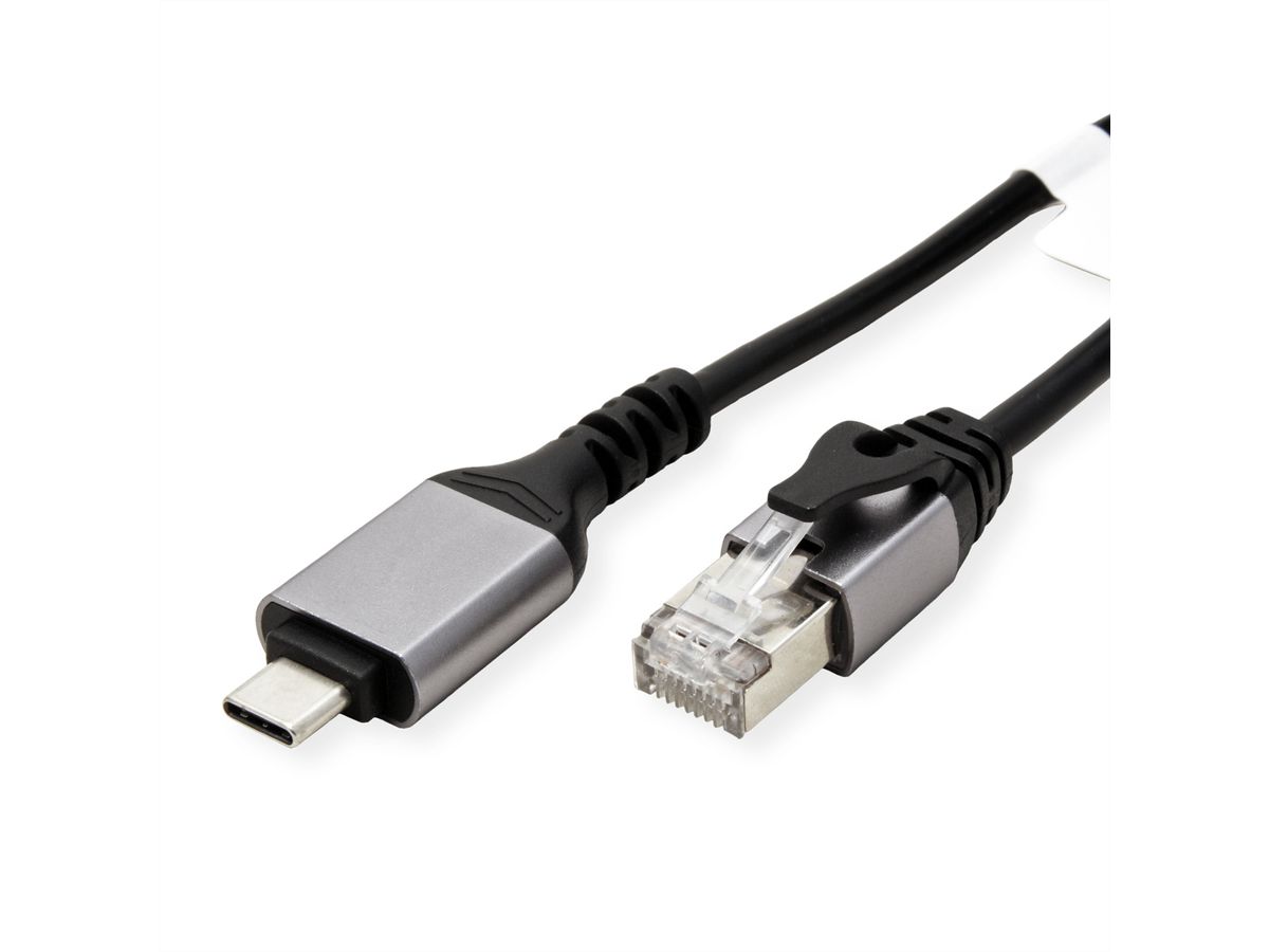 VALUE USB 3.2 Gen 2 Typ C zu Gigabit Ethernet Konverterkabel, schwarz, 5 m