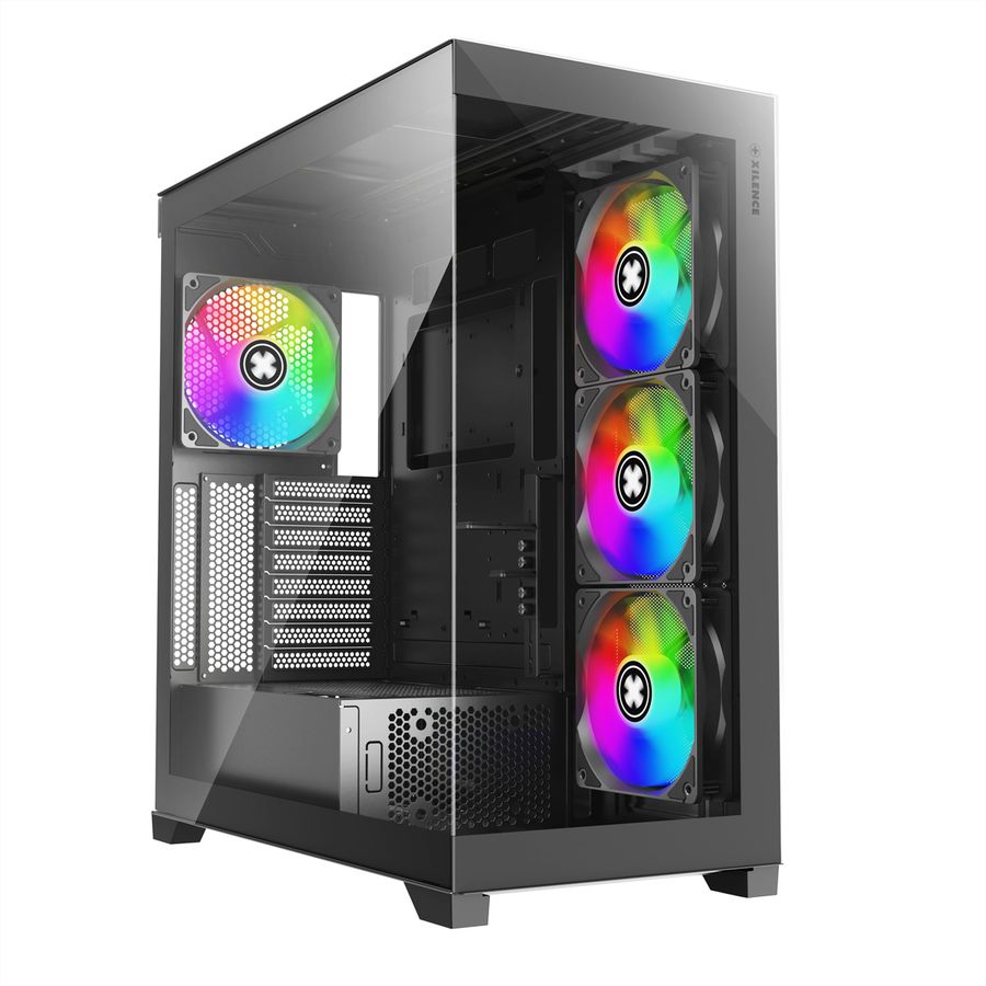 XILENCE Xilent Gleam X818.ARGB Gaming ATX PC-Gehäuse schwarz, RGB ATX Midi Tower