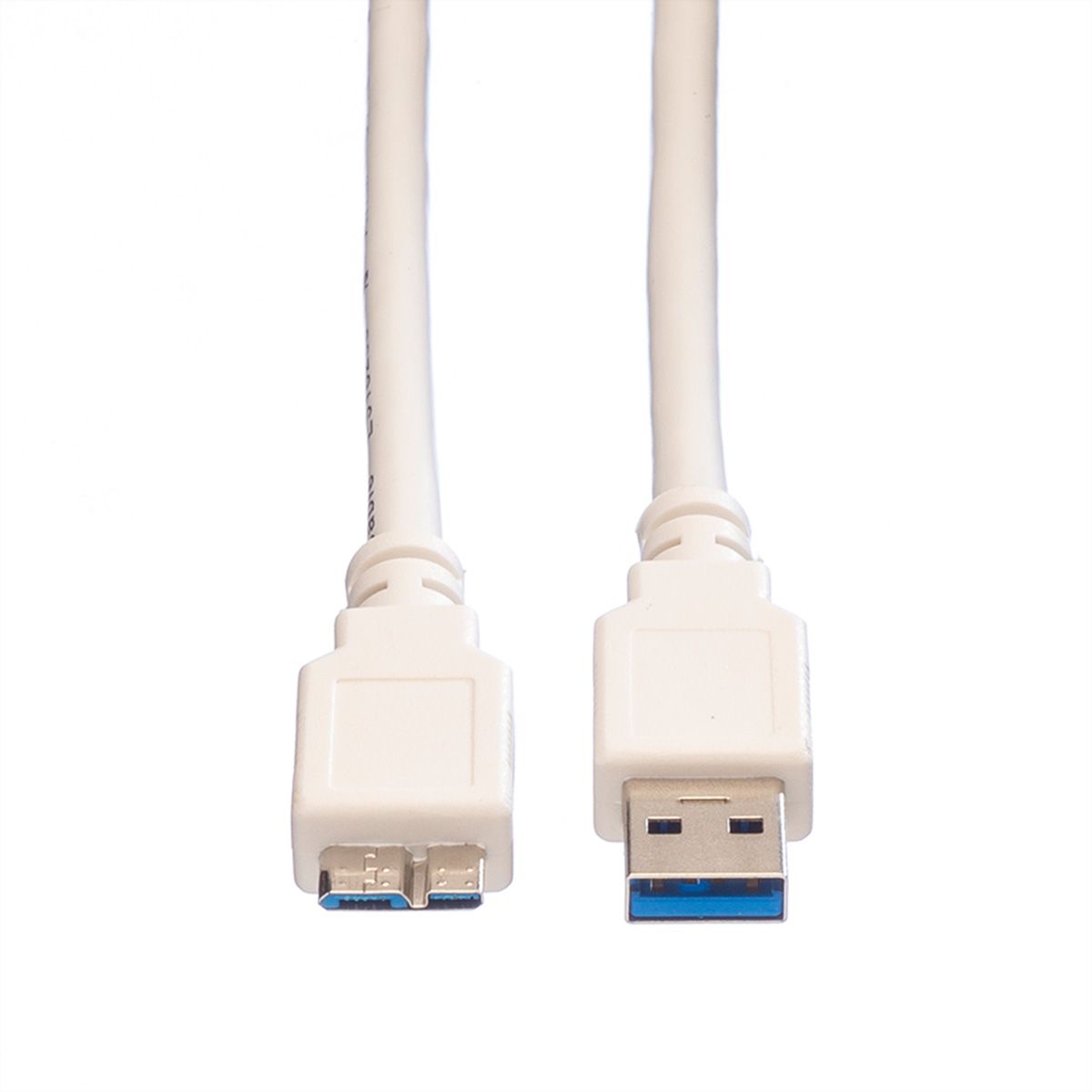 VALUE USB 3.2 Gen 1 Kabel, A ST - Micro B ST, weiß, 0,8 m