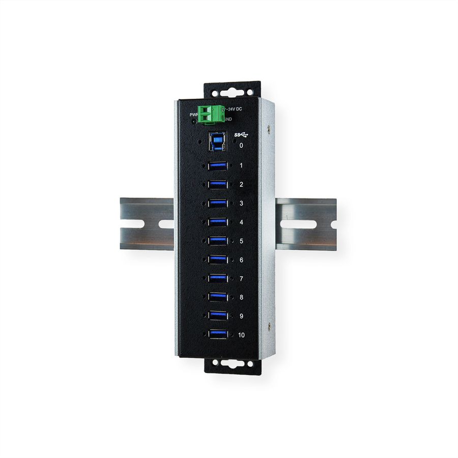 EXSYS EX-1110HMVS-WT 10 Port USB 3.2 Gen1 HUB 15KV ESD Surge Protection für erweiterte Temperaturen