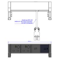 BACHMANN DESK2 2xUK 1xUSB C 30W, 0,2m GST18 INOX United Kingdom