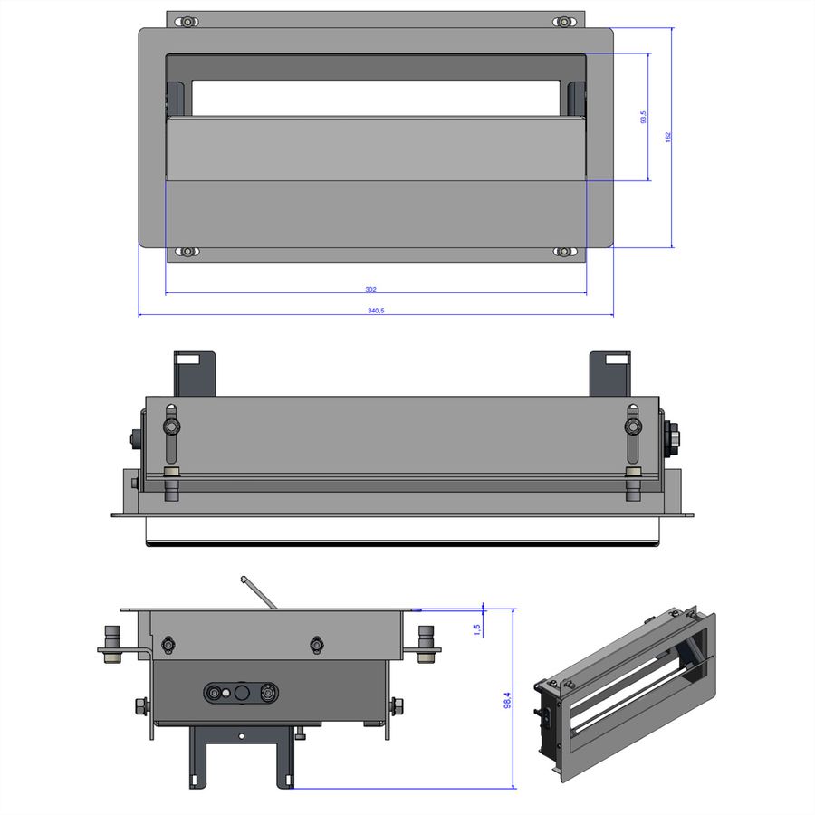 BACHMANN TOP FRAME Medium grau/schwarz, Auftisch-Version mit Rahmen