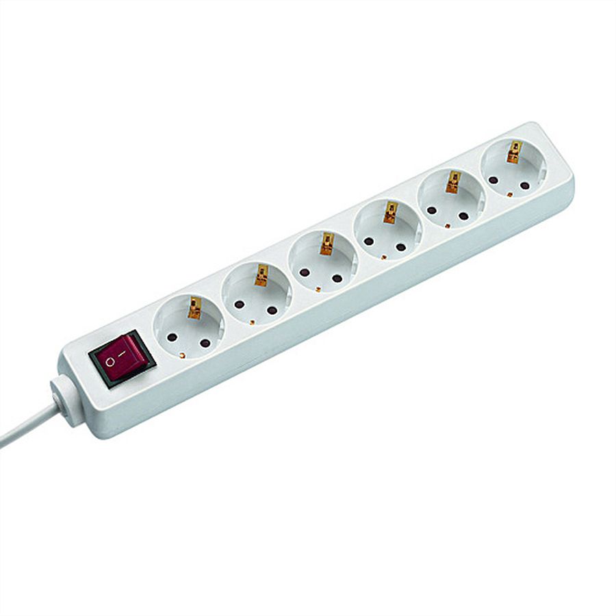 BACHMANN SELLY Steckdosenleiste 6x Schutzkontakt, Schalter, weiß, 1,5 m