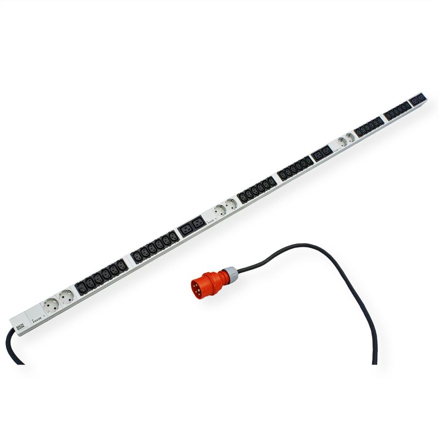 BACHMANN IT PDU ALU 1HE 36x C13 6x Schutzkontakt 6x C19 CEE 3x 16A rot