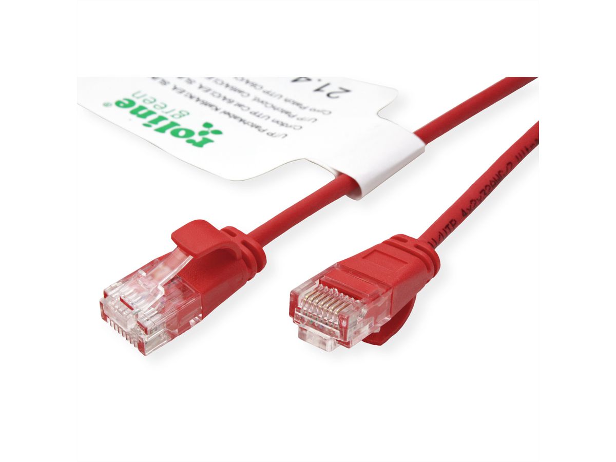 ROLINE GREEN UTP Patchkabel Kat.6A (Class EA), LSOH, slim, rot, 0,5 m