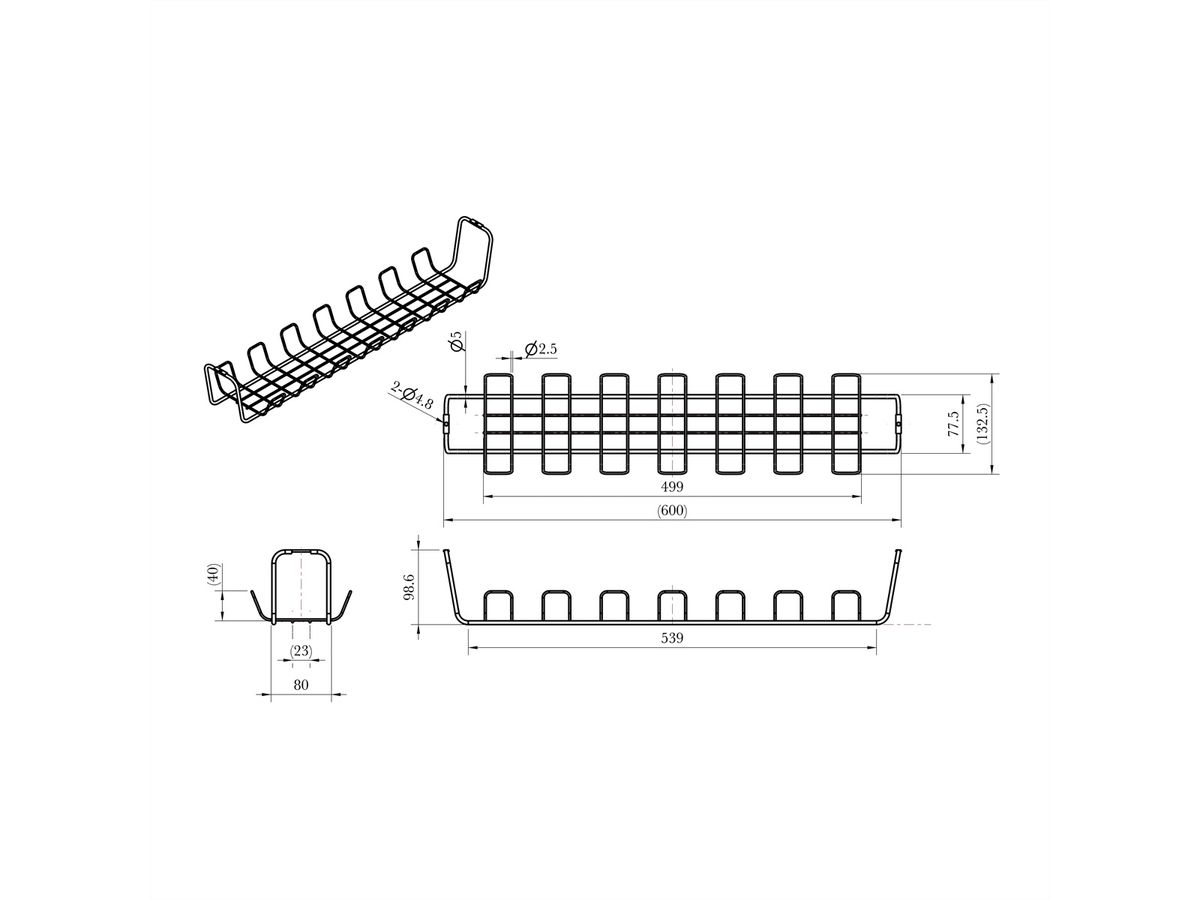 ROLINE Gitter-Kabelkanal, Untertischmontage (2 Stück), schwarz