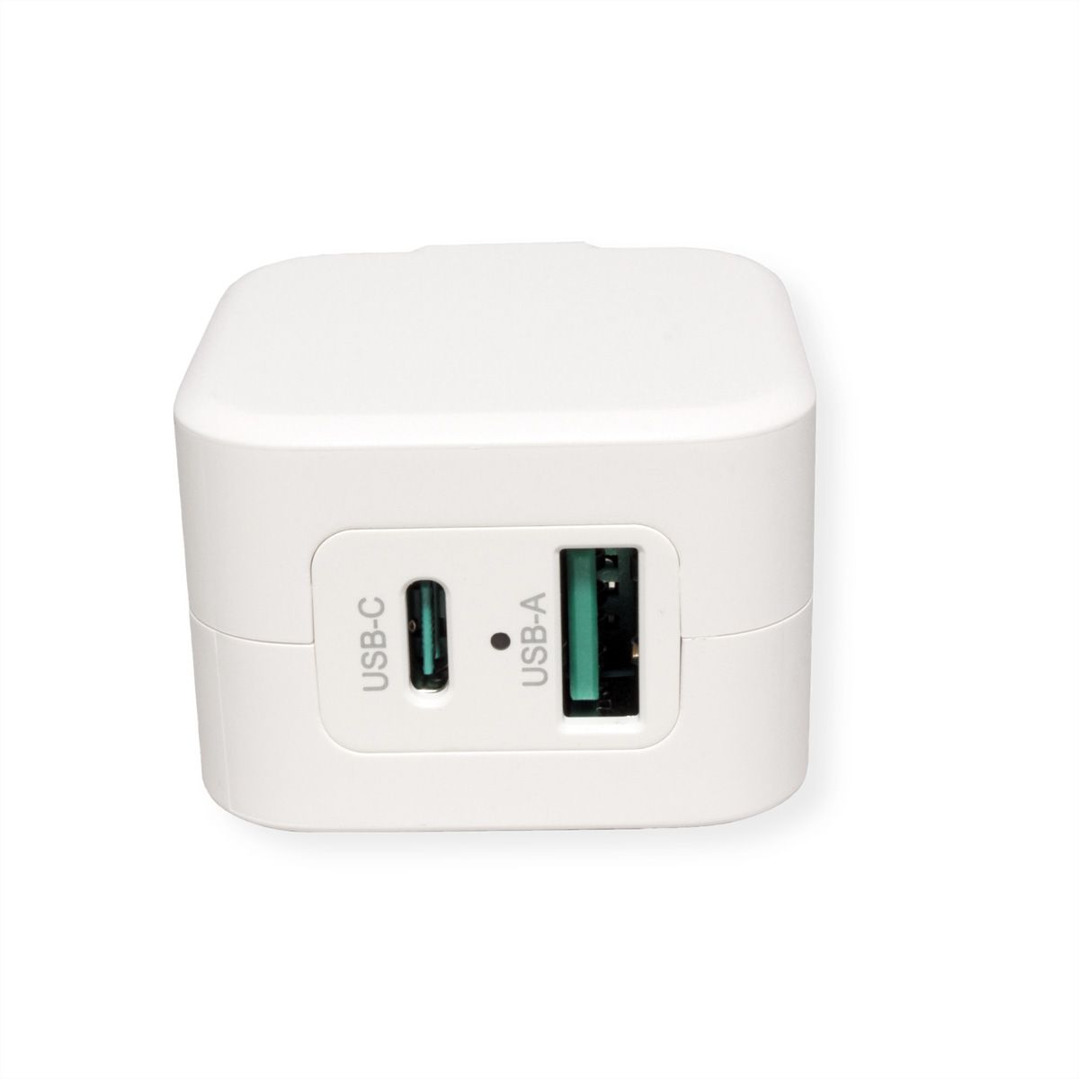 ROLINE USB Charger mit Euro-Stecker, 2 Port (Typ-A QC3.0, Typ-C PD), 20W