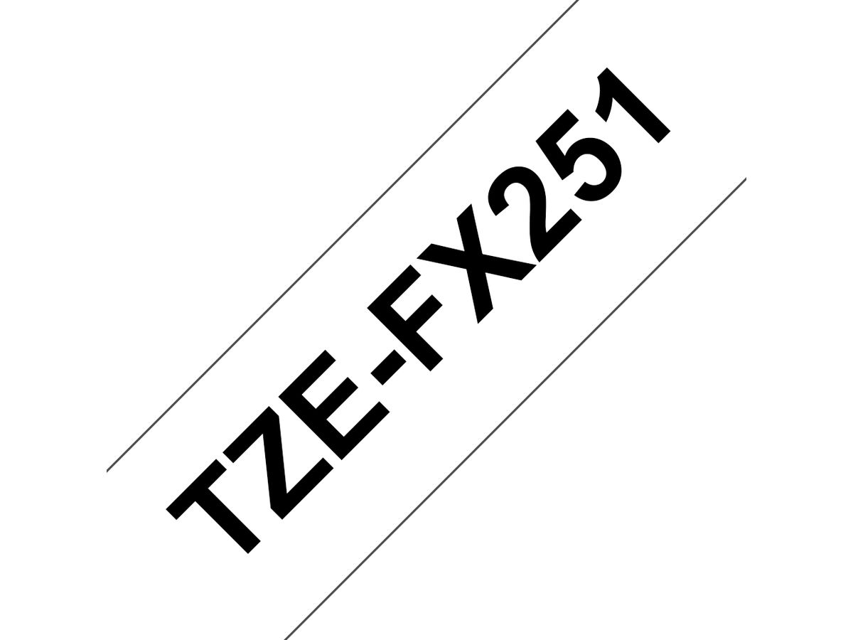 Brother TZE-FX251 Etiketten erstellendes Band Schwarz auf weiss