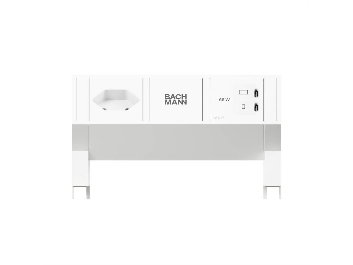 BACHMANN DESK2 white 1xCH 90°, 1xUSB C/C 65W L=0,2m RAL9010