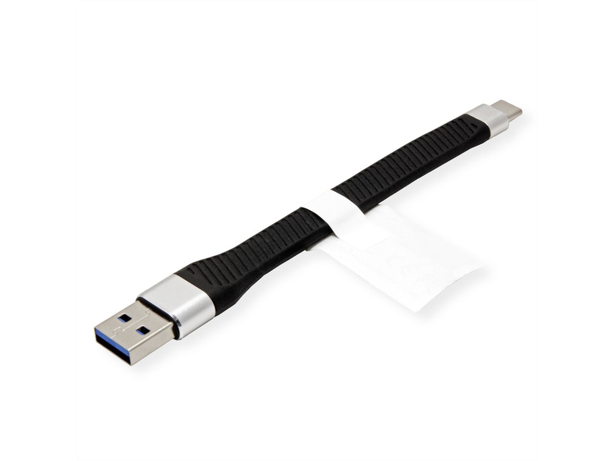 ROLINE USB 3.2 Gen 2 Silikonkabel, C-A, ST/ST, 10Gbit/s, Emark, schwarz, 11 cm