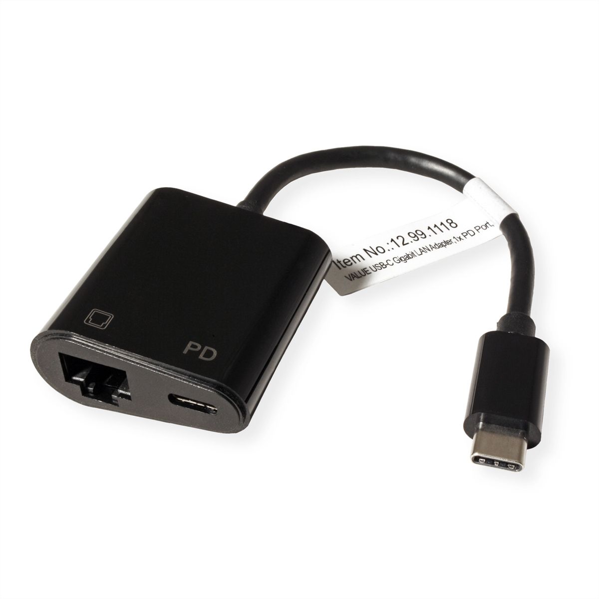 VALUE USB-C zu Gigabit Ethernet Konverter, PD Port, 100W