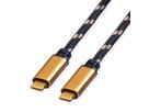 ROLINE GOLD USB4 Gen3x2 Kabel, C–C, ST/ST, 40Gbit/s, 100W, schwarz / gold, 1 m