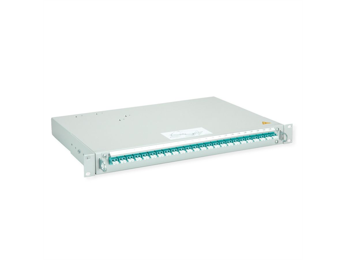 TELEGÄRTNER PROFI V LWL-Panel mit Kupplungen, 24x LC Duplex, türkis, OM3