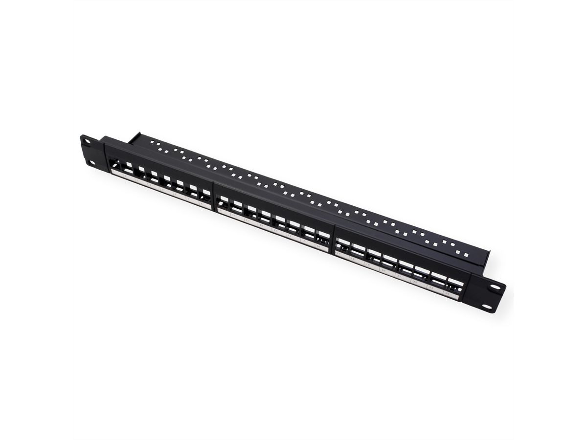 VALUE 19"-Keystone-Modulträger, 24 Ports, 1HE, ungeschirmt, schwarz