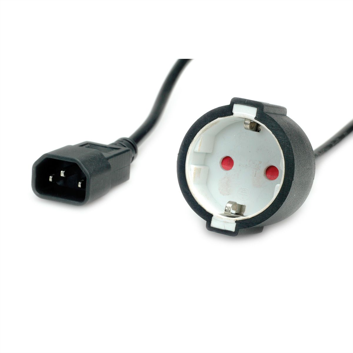 VALUE Netzkabel, C14 auf CEE7/3, max. 10A (2300W), nur für Verwendung an USV, schwarz, 0,3 m