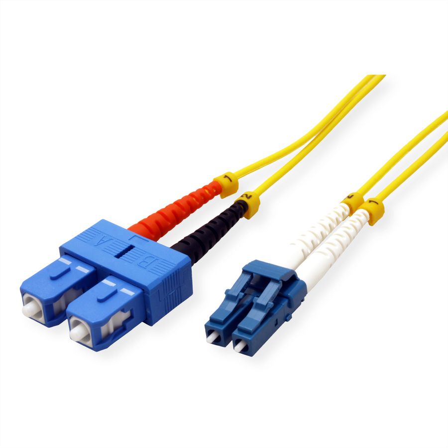 ROLINE LWL-Kabel Duplex, Single Mode 9/125µm OS2, LC/SC, LSOH, gelb, 5 m
