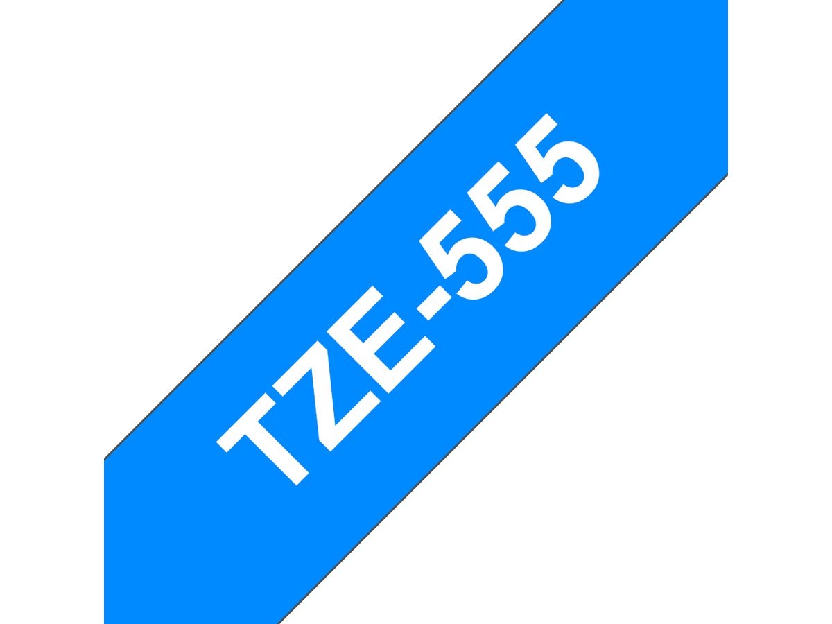 Brother TZE-555 Etiketten erstellendes Band Weiss auf Blau