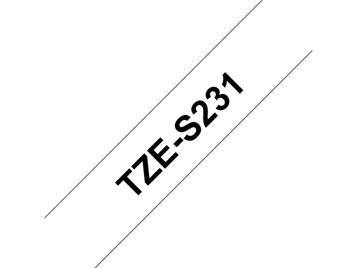 Brother TZE-S231 Etiketten erstellendes Band Schwarz auf weiss TZ
