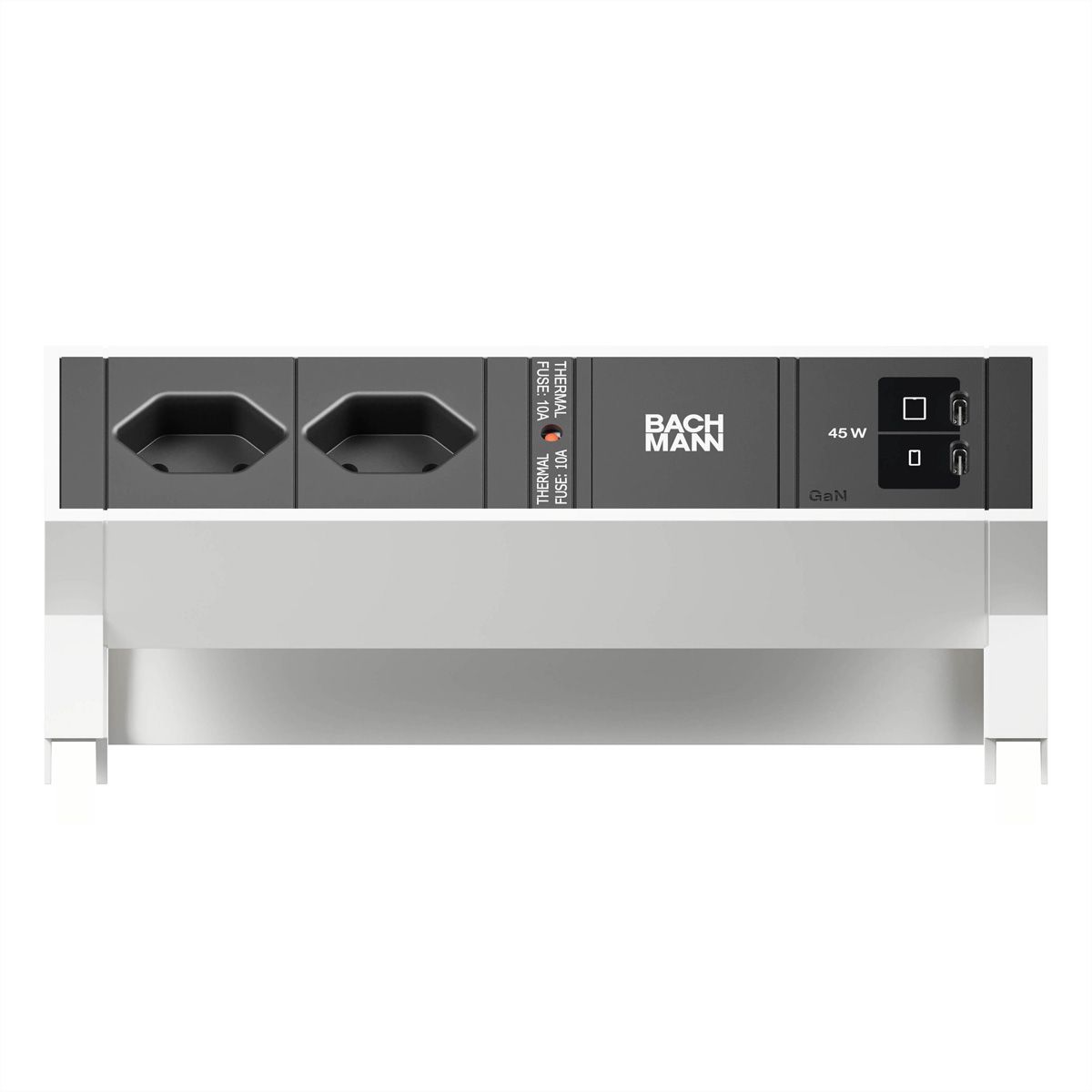 BACHMANN DESK2 2xCH 90° 1xUSB C/C 45W, L=0,2m RAL9010