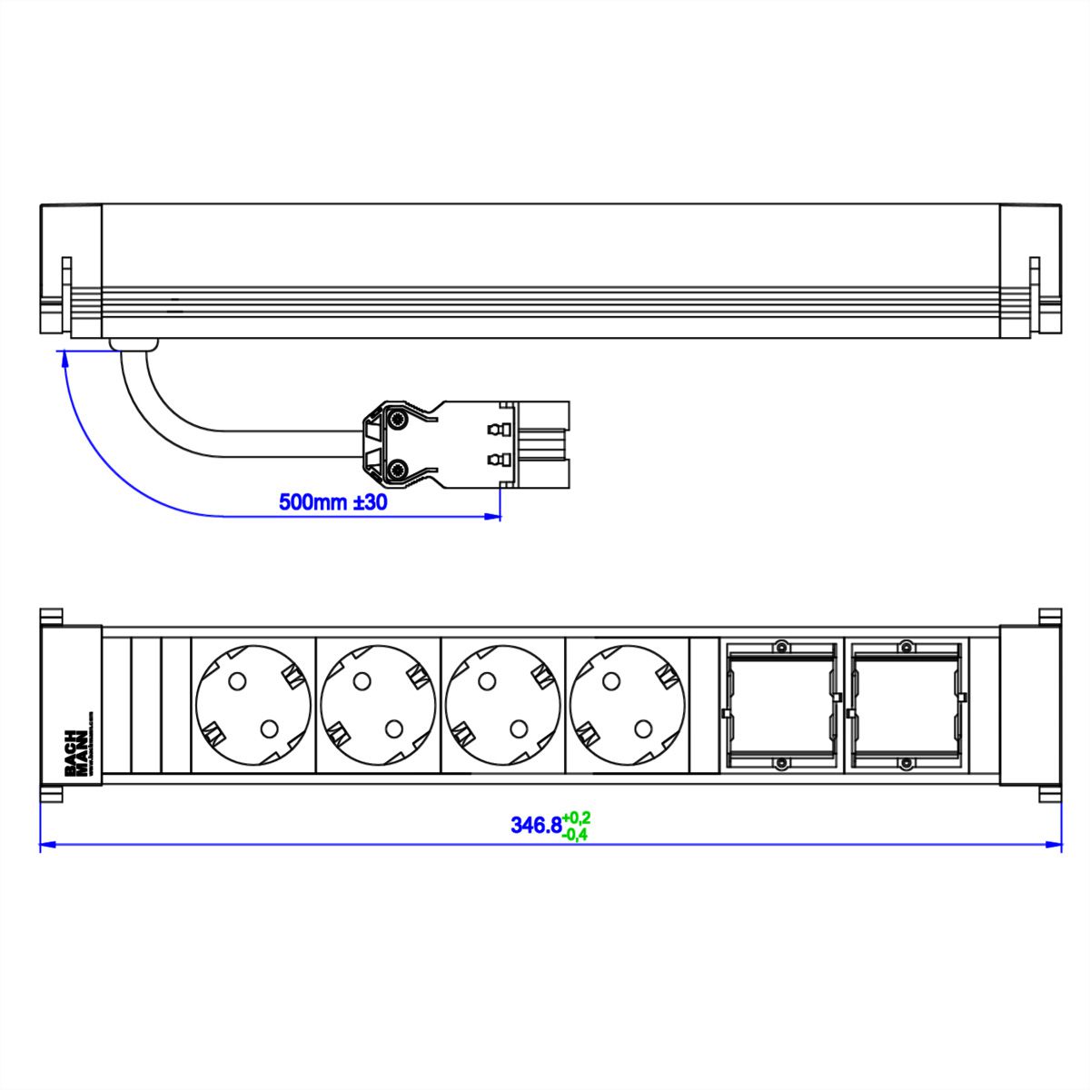BACHMANN POWER FRAME Large 4x Schutzkontakt 2x ABD