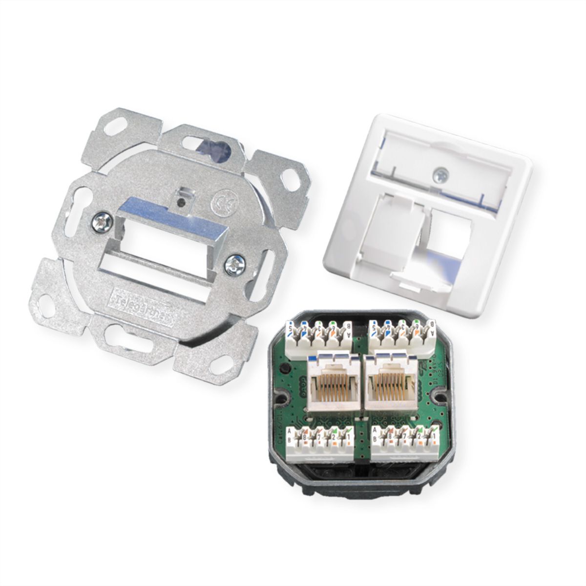 TELEGÄRTNER Dose AMJ45 UP/50 2x RJ-45 Cat.6 (Class E), alpinweiss
