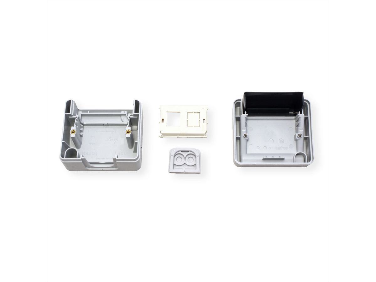TELEGÄRTNER Gehäuse AP IP44,75x86x58, grau, mit Mont-Einsatz für 2xAMJ-Modul