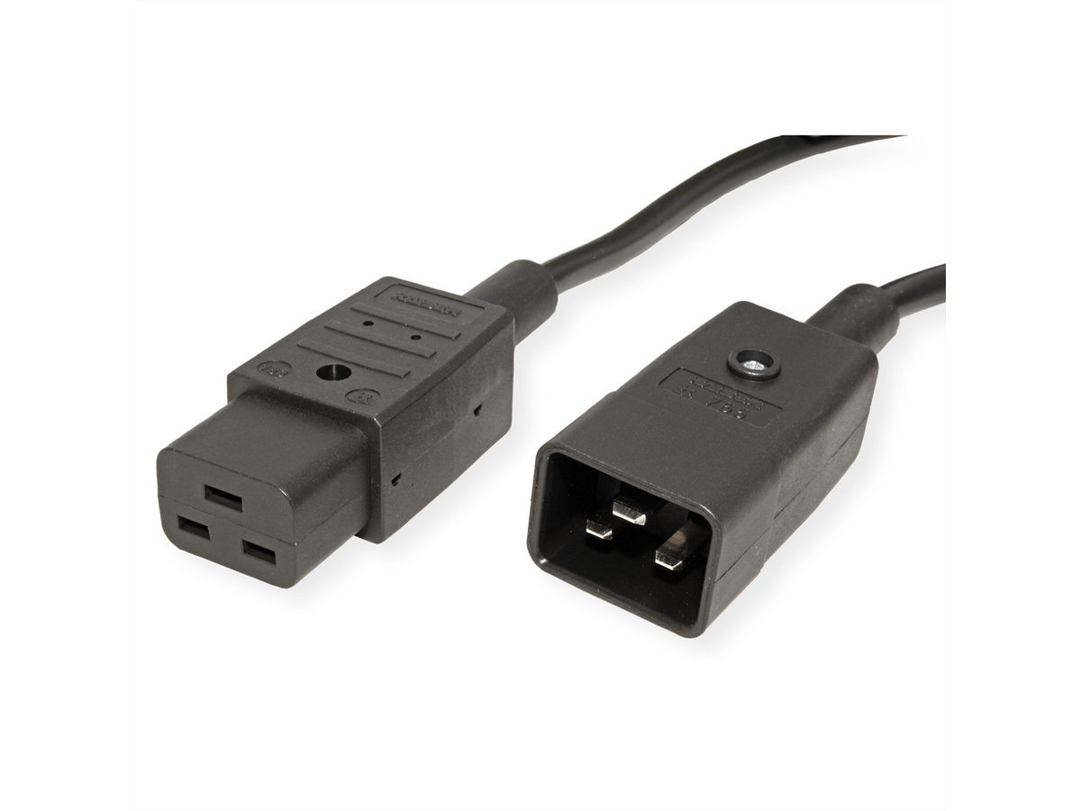 BACHMANN Netzkabel IEC320/C19-C20 16A/250V Kaltgeräteanschluss, schwarz, 3 m