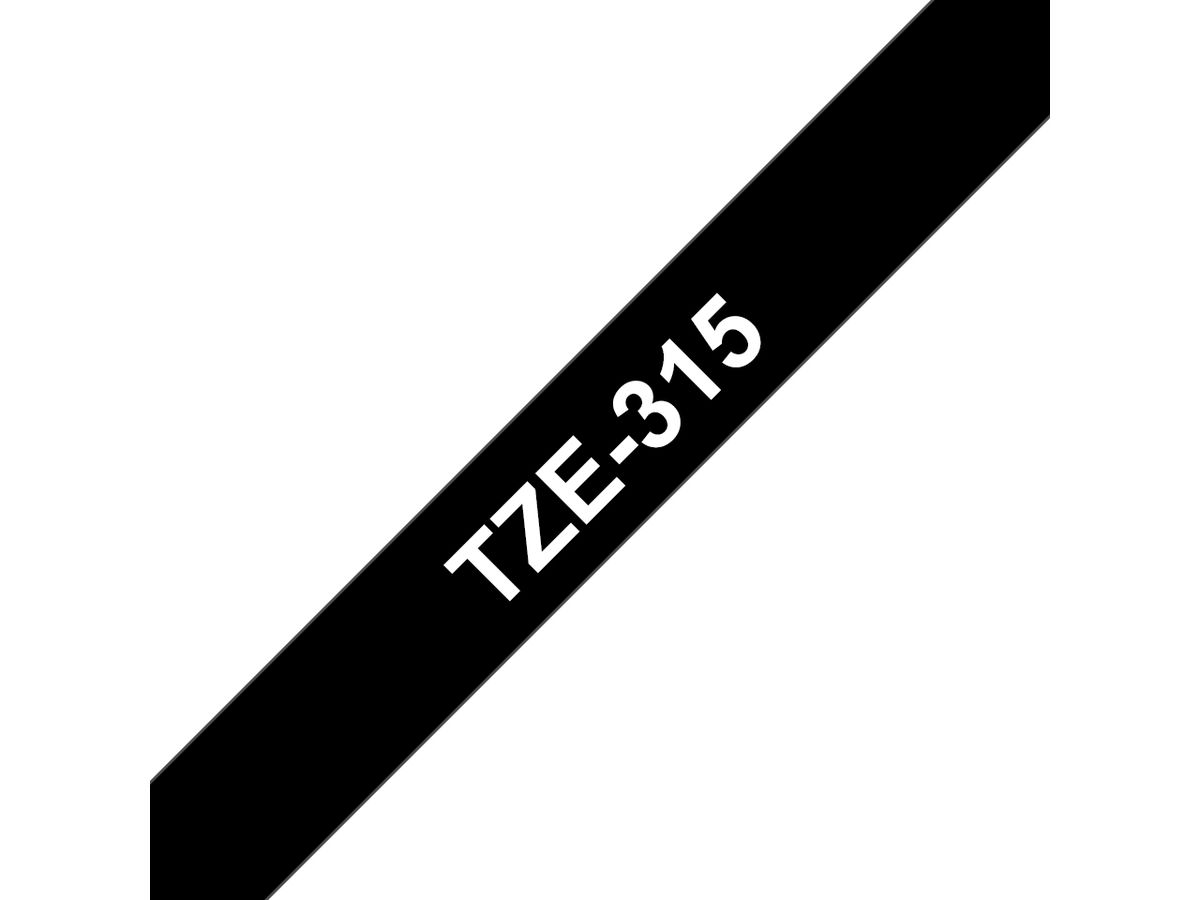 Brother TZE315 Etiketten erstellendes Band Weiss auf Schwarz TZe