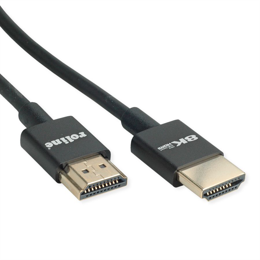 ROLINE 8K HDMI Ultra HD Kabel mit Ethernet, Slim, ST/ST, schwarz, 1,5 m