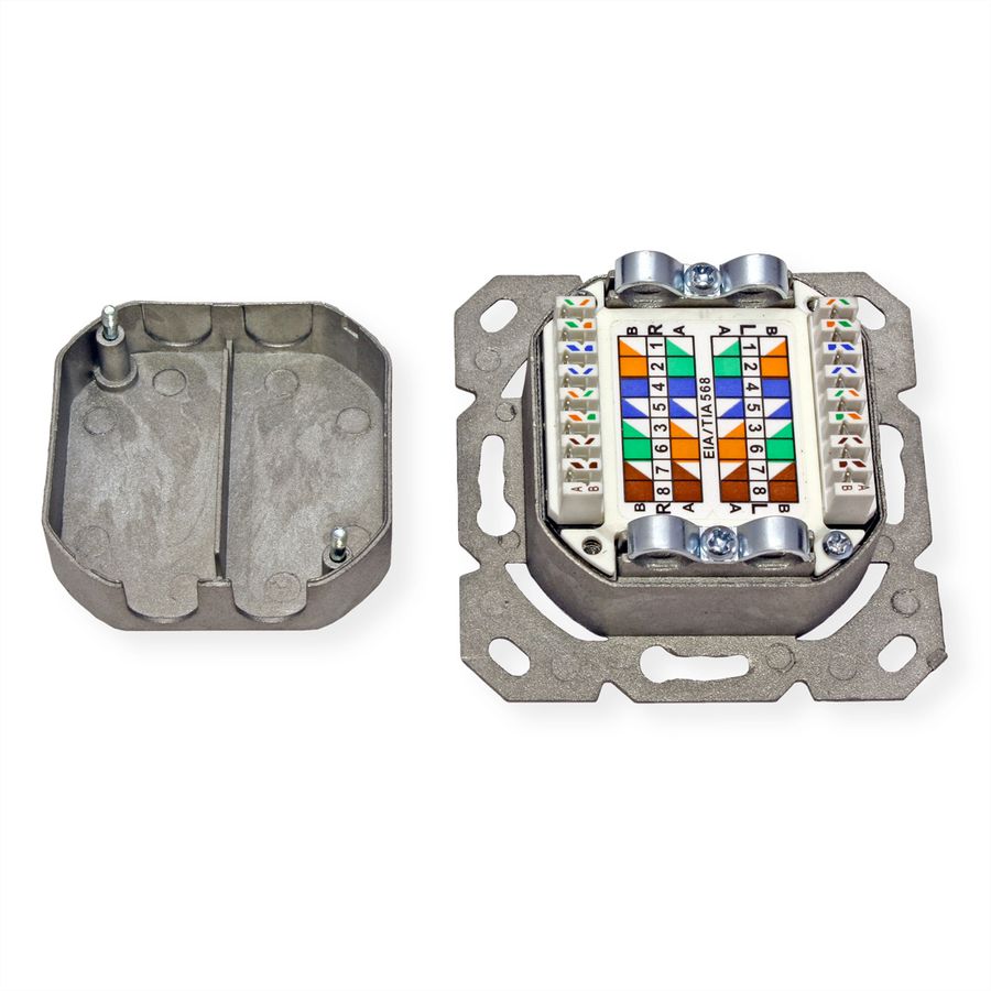 VALUE Cat.6A (Class EA) Dose, 2x STP, Unterputz, senkrecht, weiss