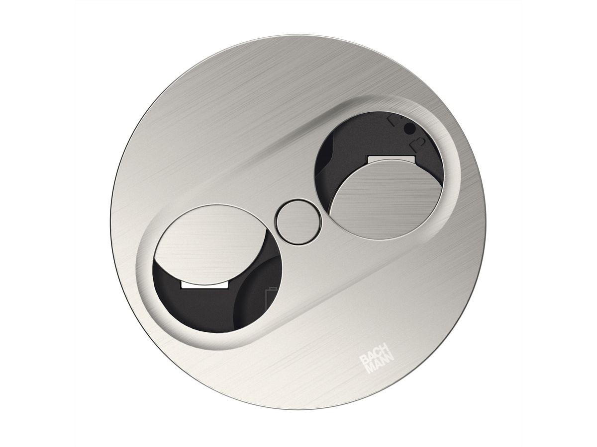 BACHMANN TWIST2 1xCH 1xUSB A/C 22W, L=2,0m AEH T12 Edelstahl-Optik rund